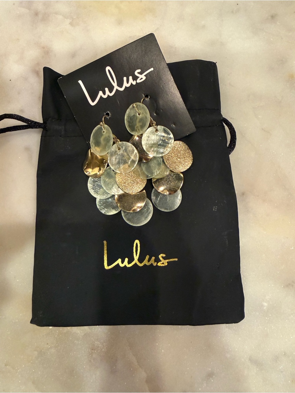 Lulu's Gold and Light Green Disc Drop Earrings - Lulu's